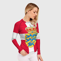 Рашгард женский Дания Герб и флаг Дании, цвет: 3D-принт — фото 2