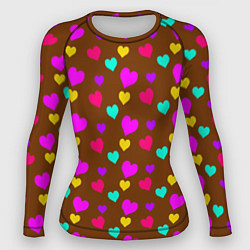 Рашгард женский Сердечки разноцветные, цвет: 3D-принт