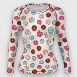Рашгард женский Пончики донаты паттерн, цвет: 3D-принт