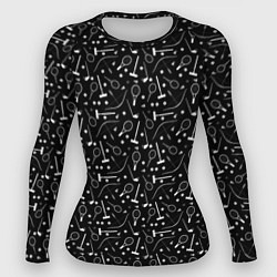 Рашгард женский Черно-белый спортивный узор, цвет: 3D-принт