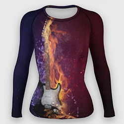 Рашгард женский Гитара - Огонь и вода, цвет: 3D-принт