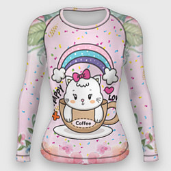 Рашгард женский Милая кошечка в чашке кофе, цвет: 3D-принт
