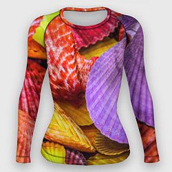 Рашгард женский Разноцветные ракушки multicolored seashells, цвет: 3D-принт