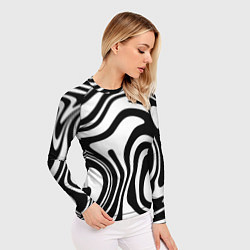 Рашгард женский Черно-белые полосы Black and white stripes, цвет: 3D-принт — фото 2