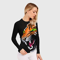 Рашгард женский Тигр, с зелеными глазами, цвет: 3D-принт — фото 2