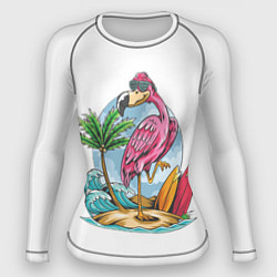 Рашгард женский Фламинго На Острове, цвет: 3D-принт