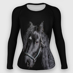 Рашгард женский Лошадь на черном фоне, цвет: 3D-принт