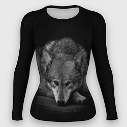 Рашгард женский Волк, на черном фоне, цвет: 3D-принт