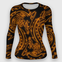 Рашгард женский ОГНЕННЫЕ ДРАКОНЫ НЕОН NEON FIRE DRAGONS, цвет: 3D-принт