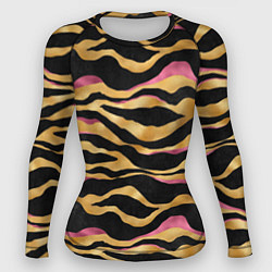 Рашгард женский Тигровый окрас Gold Pink, цвет: 3D-принт
