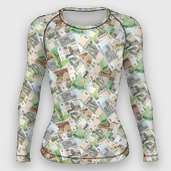Рашгард женский Деньги РФ Рубли, цвет: 3D-принт