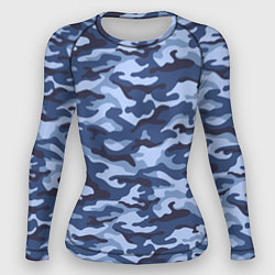 Рашгард женский Синий Камуфляж Camouflage, цвет: 3D-принт
