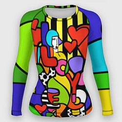 Рашгард женский Romero Britto - love you, цвет: 3D-принт