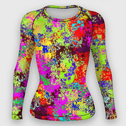 Рашгард женский Пиксельный камуфляж Токсик, цвет: 3D-принт