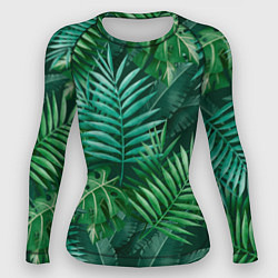 Рашгард женский Tropical plants pattern, цвет: 3D-принт