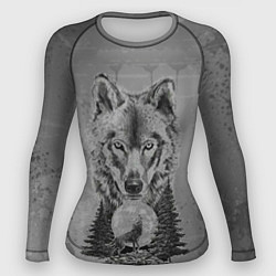 Рашгард женский Волк в лесу!, цвет: 3D-принт