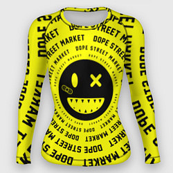 Рашгард женский Счастливый Смайлик Yellow Dope Street Market, цвет: 3D-принт