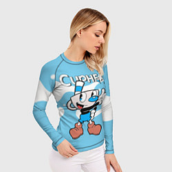 Рашгард женский Cuphead синяя чашечка, цвет: 3D-принт — фото 2