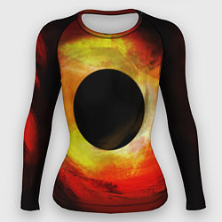 Рашгард женский Черная дыра на красно-желтом фоне, цвет: 3D-принт