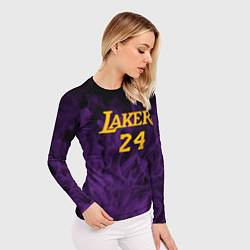 Рашгард женский Lakers 24 фиолетовое пламя, цвет: 3D-принт — фото 2