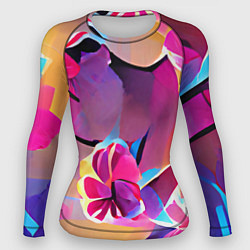 Рашгард женский Тропические краски Цветы, цвет: 3D-принт