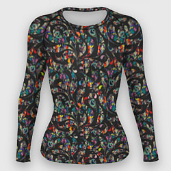 Рашгард женский Разноцветная абстракция Black, цвет: 3D-принт
