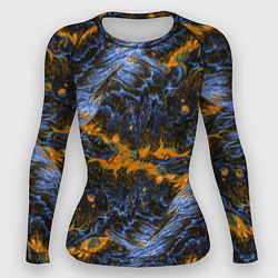 Рашгард женский Оранжево-Синяя Вулканическая Лава, цвет: 3D-принт
