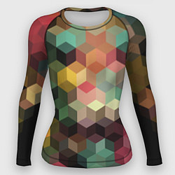 Рашгард женский Разноцветный геометрический узор 3D, цвет: 3D-принт