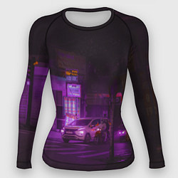 Рашгард женский Неоновый ночной переход - Фиолетовый, цвет: 3D-принт