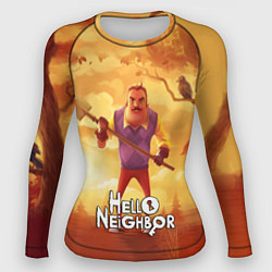 Рашгард женский Hello Neighbor Привет сосед Сосед с лопатой, цвет: 3D-принт