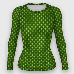 Рашгард женский Зеленый узоры крестиком, цвет: 3D-принт
