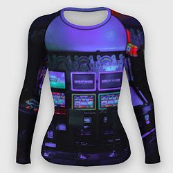 Рашгард женский Неоновые игровые автоматы - Фиолетoвый, цвет: 3D-принт