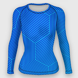 Рашгард женский Blue geometry линии, цвет: 3D-принт