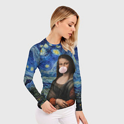 Рашгард женский Мона Лиза Приколы - Звездная ночь, цвет: 3D-принт — фото 2