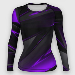 Рашгард женский Черно-фиолетовая геометрическая абстракция, цвет: 3D-принт