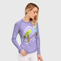 Рашгард женский Пара волнистых попугаев, цвет: 3D-принт — фото 2