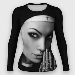 Рашгард женский Готическая монашка с татуировкой Страсть, цвет: 3D-принт