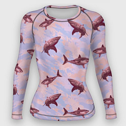 Рашгард женский Акулы на фоне неба, цвет: 3D-принт