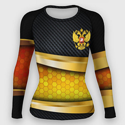 Рашгард женский Black & gold - герб России, цвет: 3D-принт