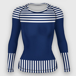 Рашгард женский Синий полосатый узор, цвет: 3D-принт
