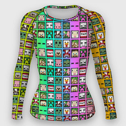 Рашгард женский Minecraft characters neon, цвет: 3D-принт