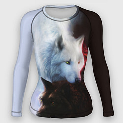 Рашгард женский Черный и белый волк инь и ян, цвет: 3D-принт