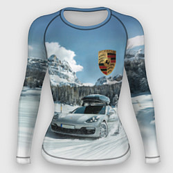 Рашгард женский Porsche on a mountain winter road, цвет: 3D-принт