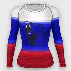 Женский рашгард Флаг России с медведем