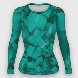 Рашгард женский Абстрактные сине-зелёные кубы, цвет: 3D-принт