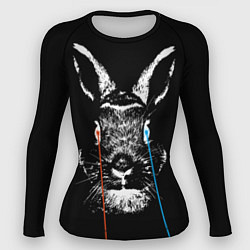 Рашгард женский Черный кролик стреляет лазерами из глаз, цвет: 3D-принт