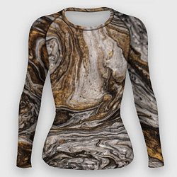 Рашгард женский Золотистый мрамор, цвет: 3D-принт