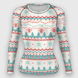 Рашгард женский Новогодний свитер, но без оленей, цвет: 3D-принт