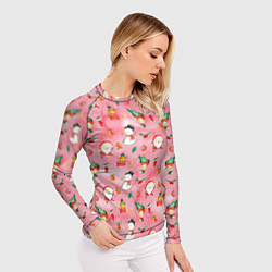 Рашгард женский Новый год - снеговики, цвет: 3D-принт — фото 2