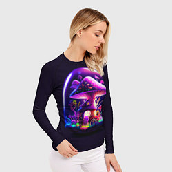 Рашгард женский Волшебный неоновый гриб в банке, цвет: 3D-принт — фото 2
